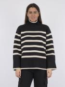 Neo Noir Fanning Stripe Knit Blouse Kvinde Black Sweaters Str 40 - hos...