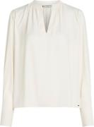 Tommy Hilfiger Soft Viscose Vneck LS Blouse Kvinde Ivory Petal Langærm...