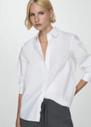 MANGO Regular Cotton Lyocellblend Shirt Kvinde Natural White Skjorter ...