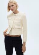 MANGO Pocket Tweed Jacket Kvinde Light Beige Overgangsjakker Str L - h...