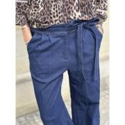 CONTINUE Randi Pants Kvinde Solid Blue Wide Jeans Str L - hos Magasin