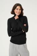 Kaffe Karegina Rollneck Pullover Kvinde Black Deep Langærmede Bluser S...