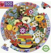 eeBoo Eeboo Rundt Puslespil 500 brk - Purple Bird and Flowers - Pusles...