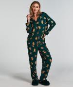 Hunkemöller PJ LS VIS Twill Ginger Pyjamassæt Str XS - hos Magasin