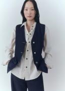 MANGO Waistcoat. - Louise Kvinde Open Blue Overgangsjakker Str L - Den...