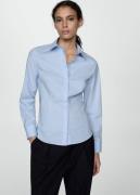 MANGO Fitted Cotton Shirt Kvinde Lt-pastel Blue Skjorter Str XS - hos ...