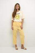 Kaffe Kasakura HW Cropped Pants Kvinde Pale Banana Bukser Med Lige Ben...