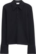 Filippa K Waffle Polo Shirt Kvinde Black Langærmede Bluser Str XS - ho...