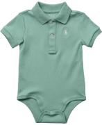 Polo Ralph Lauren Soft Cotton Polo Bodysuit Str 6M / 6-9 mdr - Mintgrø...