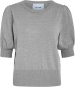 Minus Msliva Knit Tee Kvinde Light Grey Melange Kortærmet Strik Str L ...