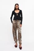 Ganni Printed Satin Pants Kvinde Leopard Bukser Med Brede Ben Str 40 -...