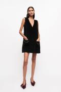 Ganni Stretch Corduroy Mini Dress Kvinde Black Korte Kjoler Str 34 - h...