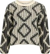 Object Objferka RE L/S Knit Pullover 137 Kvinde Sandshell/black Toppe ...