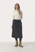 Part Two Emmelinepw SK Kvinde Dark Navy Bouquet Print Midi Nederdele R...