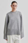 Second Female Alpha Knit Oneck Kvinde Grey Melange Sweaters Str L - Ul...