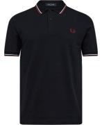 Fred Perry M3600 Mand Nvy/swht/bntred Kortærmede Poloer Str L - Bomuld...