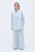 REMAIN Oversize Pintuck Shirt Kvinde Illusion Blue Langærmede Skjorter...