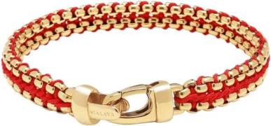 Nialaya Men's Red Woven 8mm Box Chain Bracelet in Gold M - Armbånd Stå...