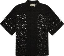 Woodbird Wbluna Flower Shirt Kvinde Black Kortærmede Skjorter Str L - ...