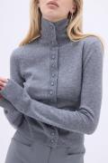 REMAIN Slim Fit Cardigan Kvinde Grey Melange Cardigans Str 40 - hos Ma...