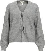 Object Objflora RE L/S Knit Cardigan Noos Kvinde Medium Grey Melange C...