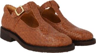 ANGULUS Håndflettet Mary Jane Kvinde 3614 Tan Braid Loafers Str 40 - L...