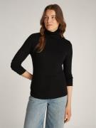 Tommy Hilfiger Slim 5X2 RIB Rollnk LS Kvinde Black Rullekraver Str L/R...