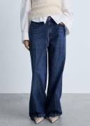 MANGO Wideleg Jeans With Belt Kvinde Open Blue Wide Jeans Str 40 - hos...