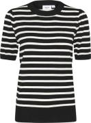 Saint Tropez Milasz SS Striped Pullover Kvinde Black Mila Stripe Kortæ...