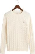 Gant Cotton Cable Cneck Mand Cream Sweaters Str L - hos Magasin