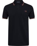 Fred Perry M3600 Mand Navy/cinnamon Kortærmede Poloer Str S - Bomuld h...