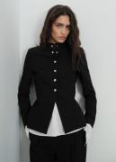 MANGO Jacket With Mandarin Collar and jew Kvinde Black Overgangsjakker...