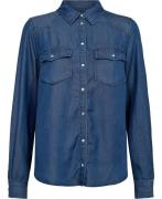 Magasin Doreen 1S Kvinde Denim Blue Skjorter Str L Denim