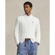 Polo Ralph Lauren Cableknit Cotton Sweater Mand Hvid Sweaters Str L - ...