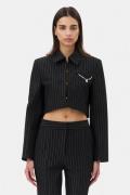 Ganni Compact Stripe Jersey Short Blazer Kvinde Black Blazere Str 40 -...